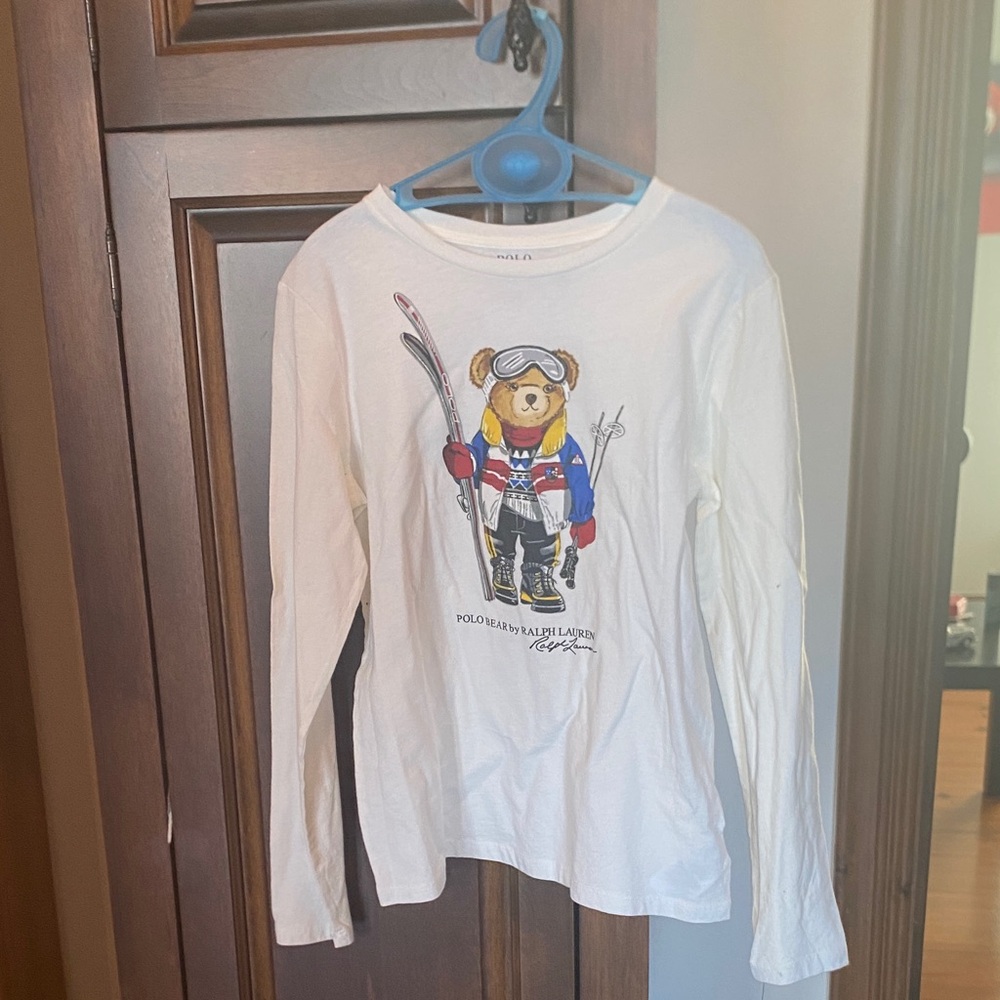 Polo by Ralph Lauren Kids White Bear Graphic Long Sleeve Tee